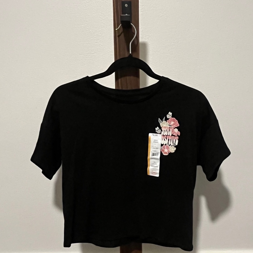 Black butterfly stay positive  T-shirt